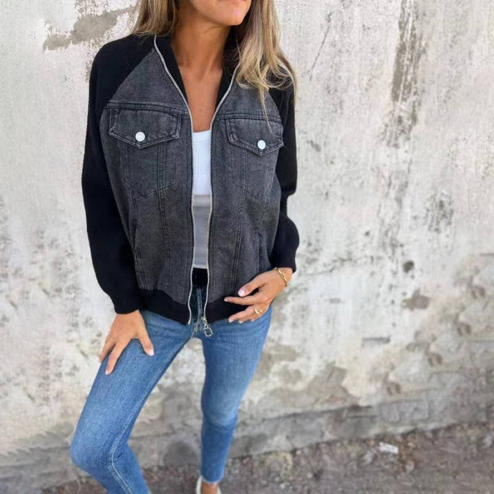 Zip up denim JKT: Grey / L