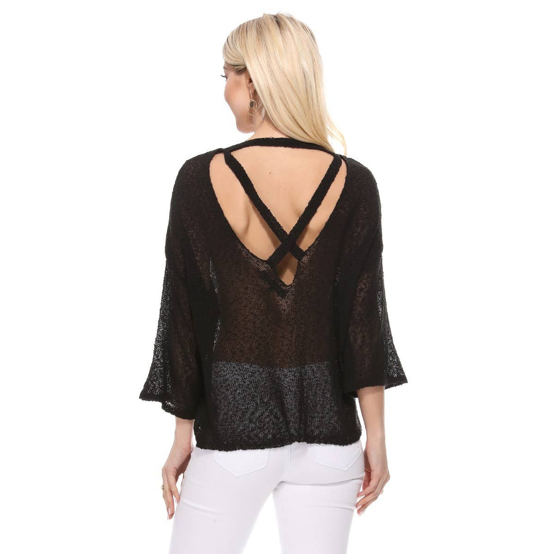 V-Nk Knit Top MK3662: BLACK / L
