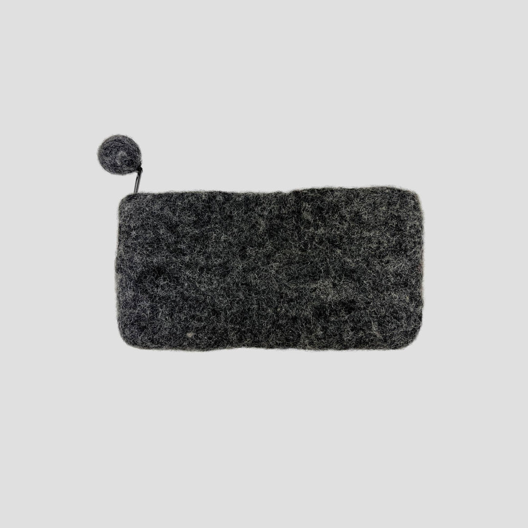 Gray Felt Dotted Coin Purse