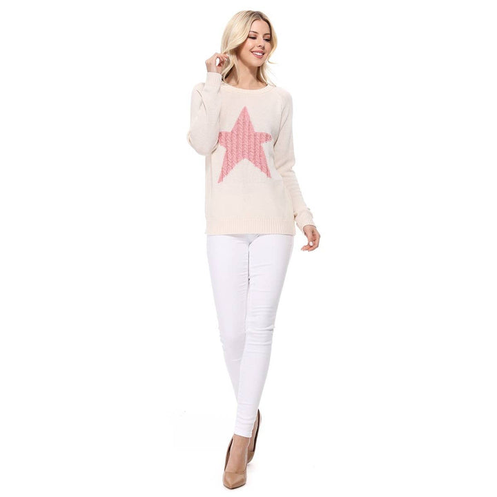 STAR SWEATER: BLACK/PINK / L