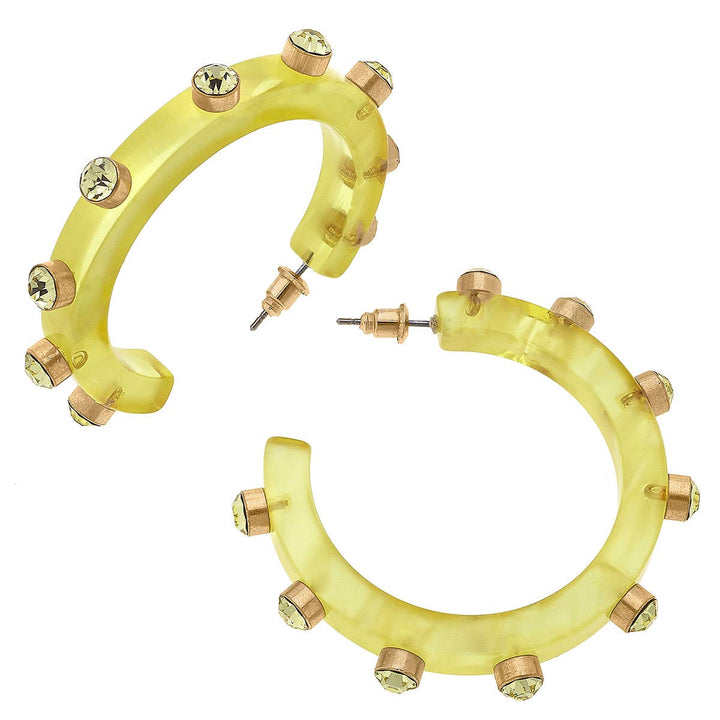 Renee Resin and Rhinestone Hoop Earrings: Cocoa
