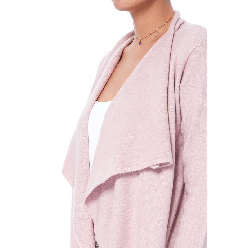 Draped Sweater Cardigan MK8218: MAUVE / M