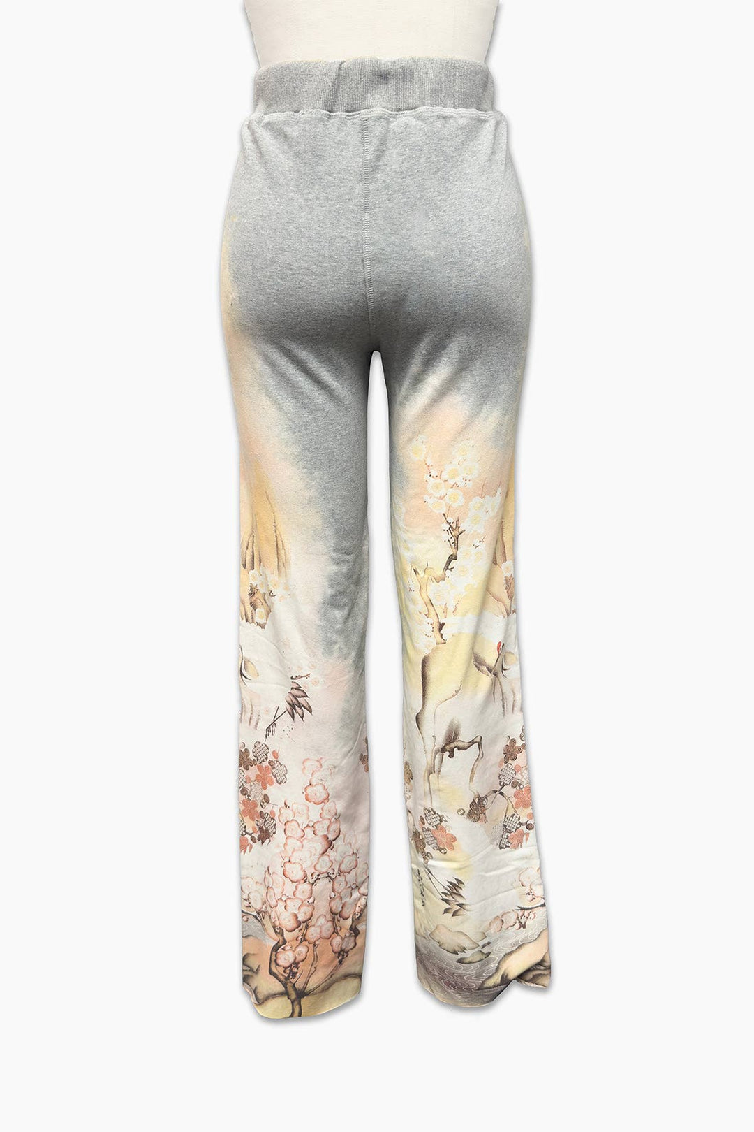 Crane Print Lounge Pant: Gray / S