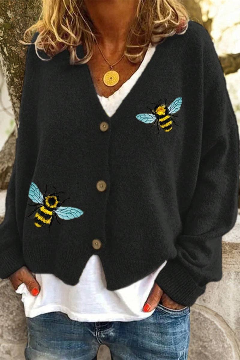 Bee  Cardigan: BLACK / S