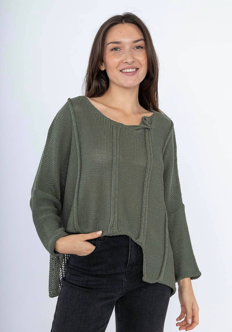 61113 100% COTTON SWEATER: Beige