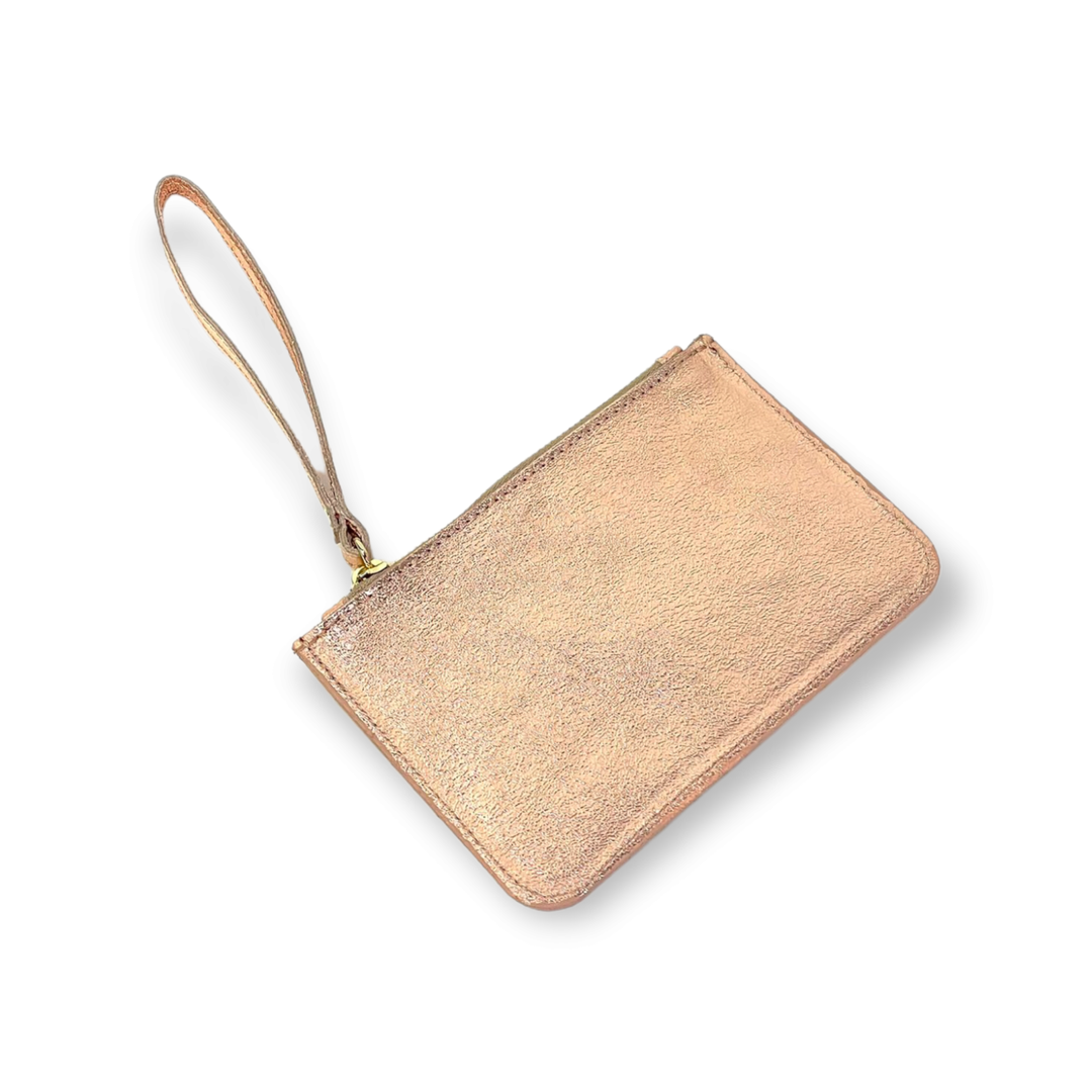Genuine Leather Bag w/Wrist Strap: Bronze / Large