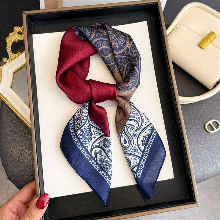 Sheer Trend - Fashion Print Square Scarf: CREAM