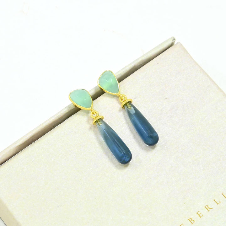 Adhara Earring - Blue Iolite & Aqua Chalcedony