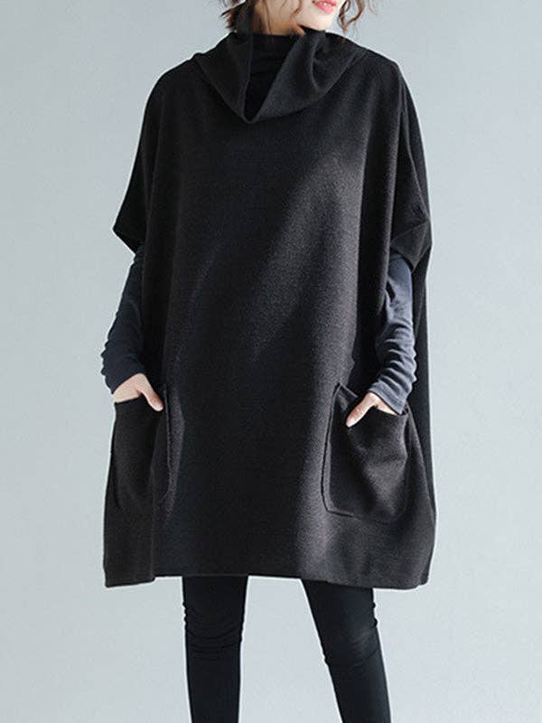 Solid Color Pullovers: BLACK / One_size