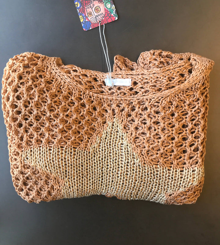 Cotton knit sweater star 100% cotton: Persimmon