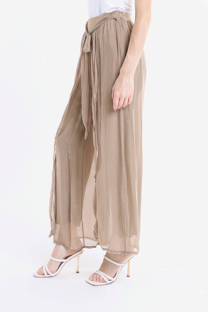 Wrap Front Silk Pant (PL214):Navy