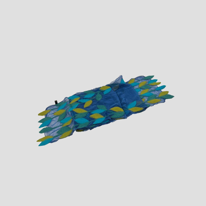 Leaf Merino Handmade Scarf: Blk-Brn