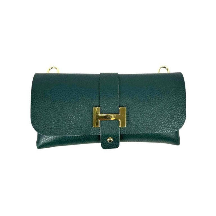 Leather Bag with Chain Handle:Black