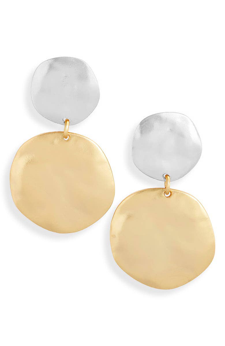Mixed Metal Irregular Discs Statement Earrings