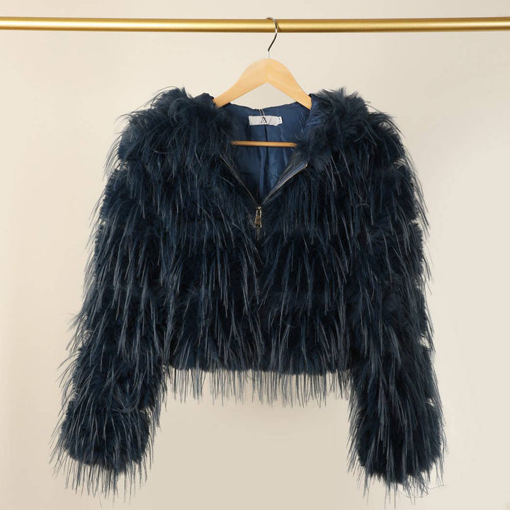 Faux Fur  ZIP JKT: Taupe / S/M