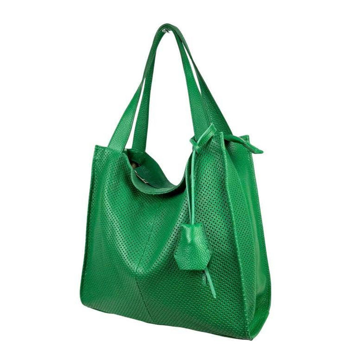 Leather Shopper Bag: Khaki