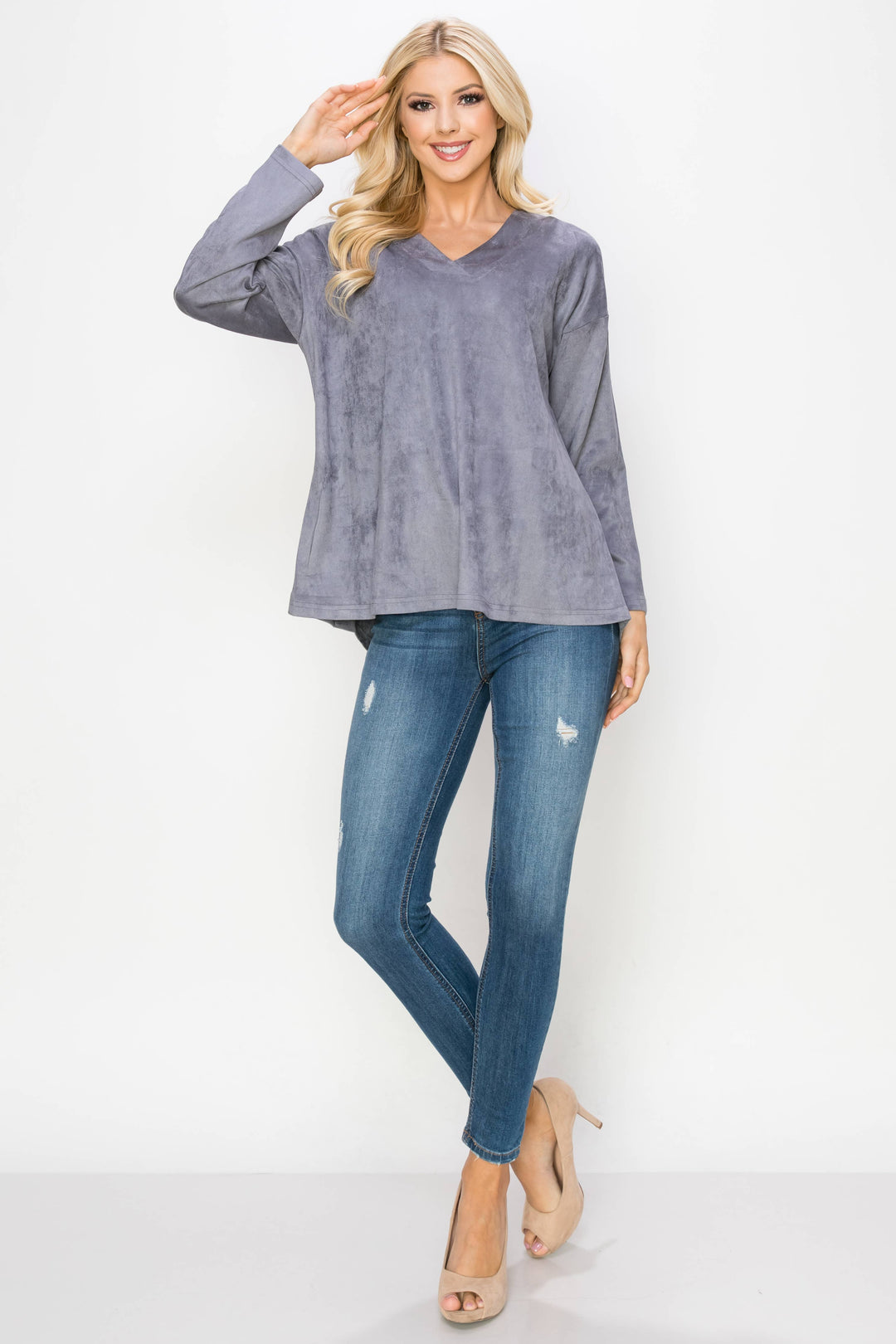 Andrea Suede Top: PEACOCK / XL / A5415