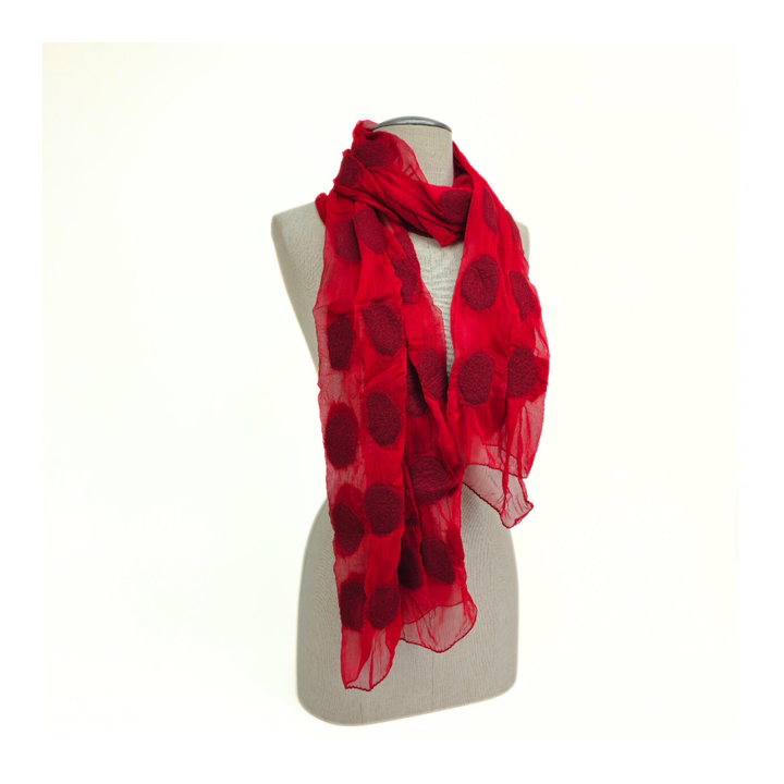 Polka Dotted Felt Soft Scarf