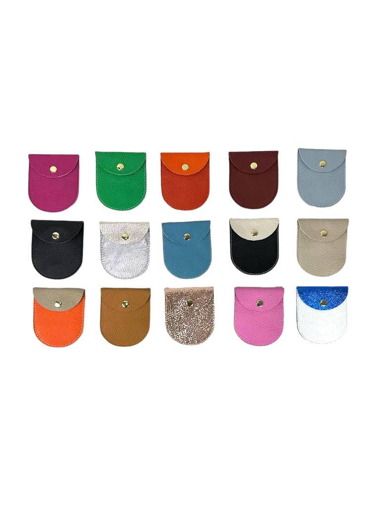 Compact Leather Wallet with Button Square