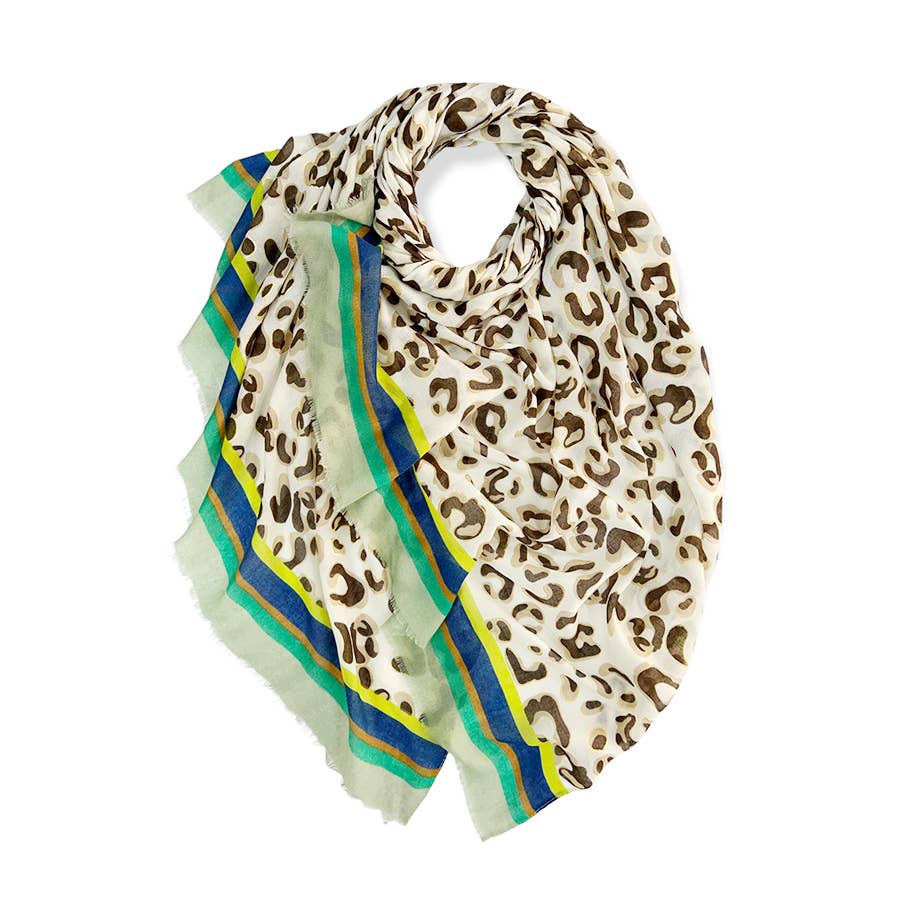 Leopard print with colourful border line: Blue