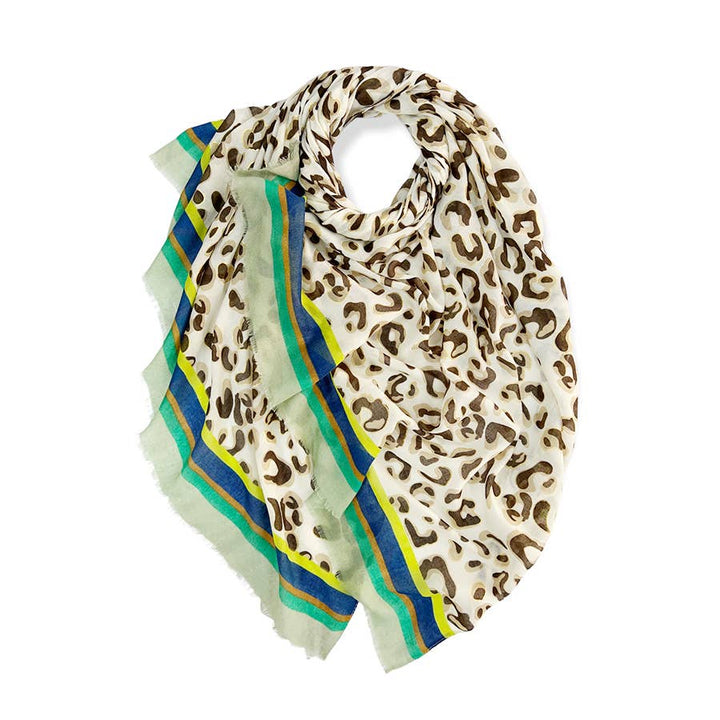 Leopard print with colourful border line: Blue