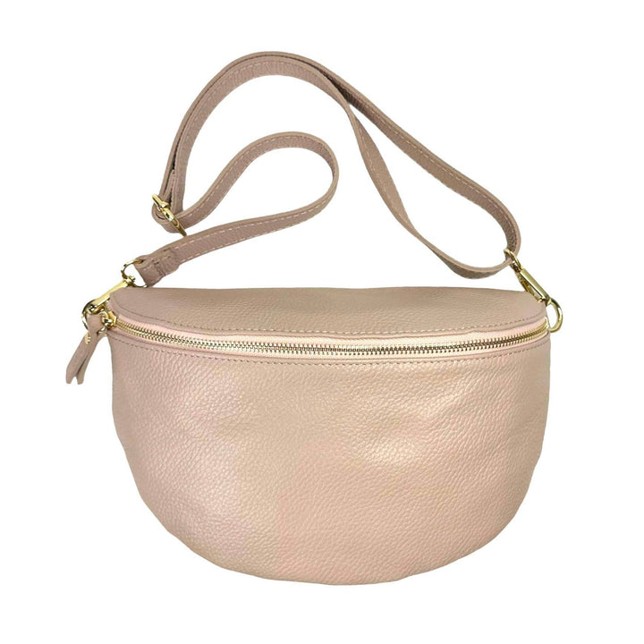 Large Italian Leather Waist Bag: Red