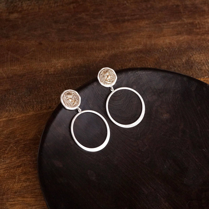Coin and Hoop Earrings – Silver & Gold