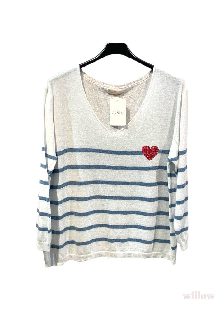 Sailor heart sweater: Red