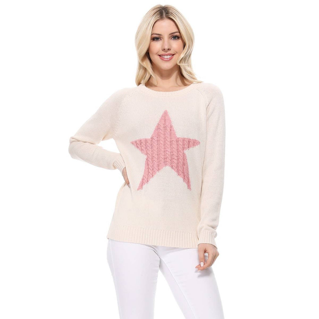 Star Sweater MK3506STAR: OATMEAL/BLACK / S