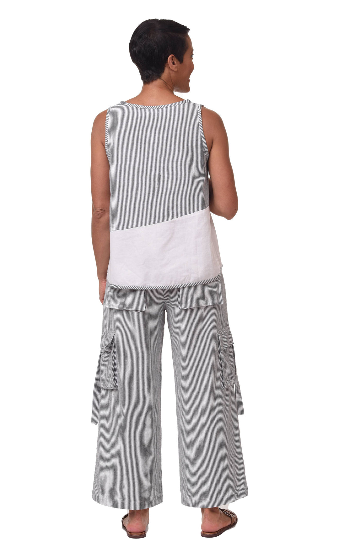 Tulip Clothing - CV1086 Calista Cargo Pant in Ticking Stripe*: M