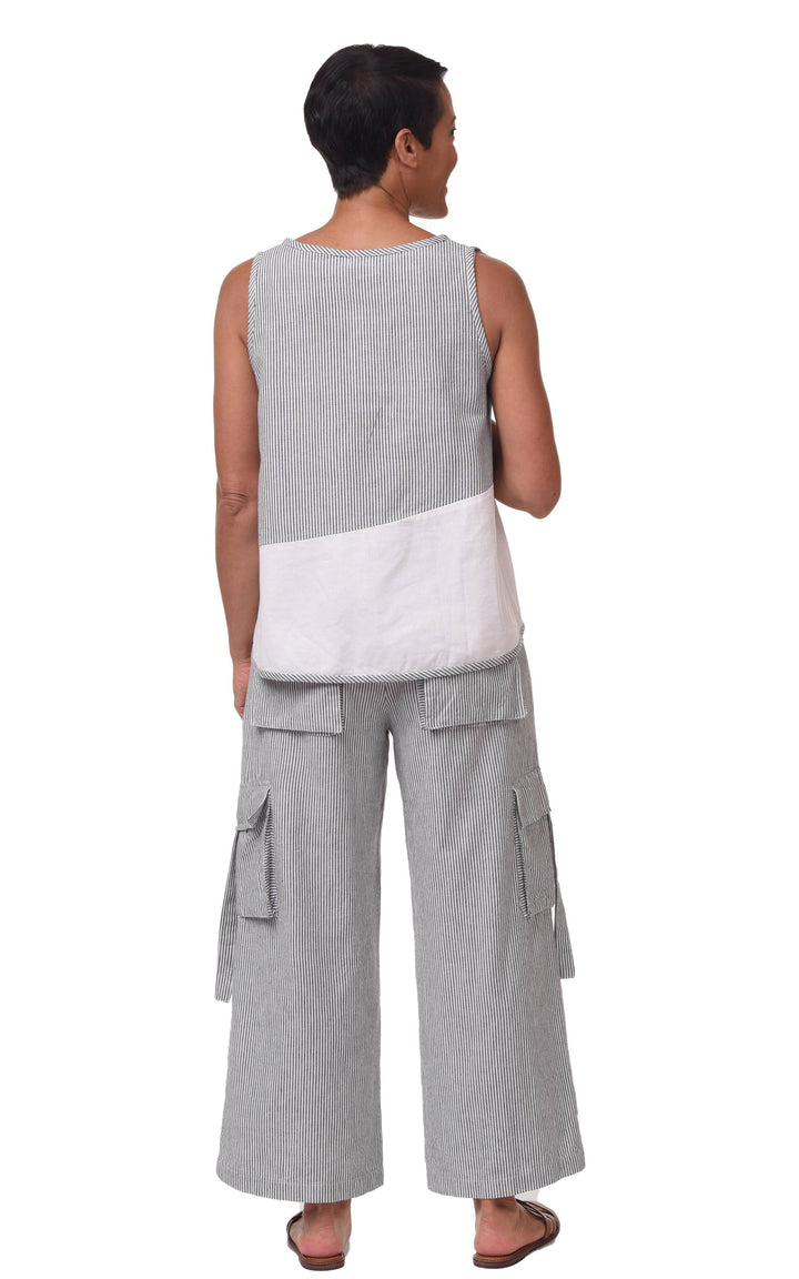 Tulip Clothing - CV1086 Calista Cargo Pant in Ticking Stripe*: XL