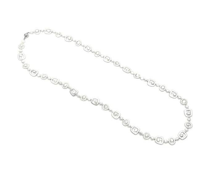 414 - Silver w. White Pearl Long Neck
