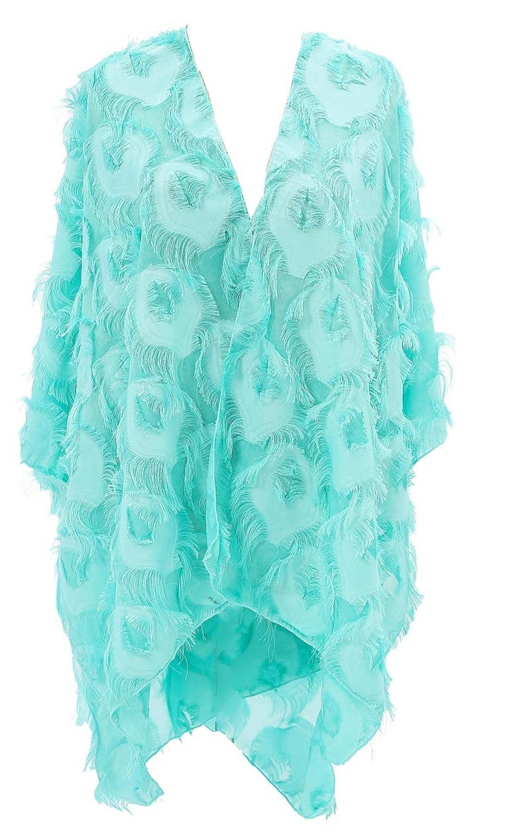 Elegant 3D Feather Fringe Eyelash Kimono/Cover-Up: Purple