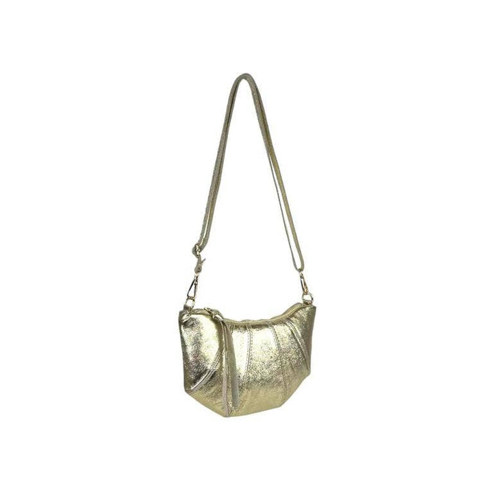 Leather Shoulder Bag Half Moon : Gold