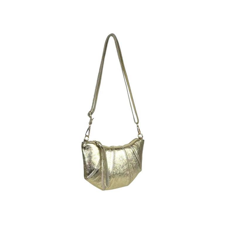 Leather Shoulder Bag 1/2 Moon: Silver