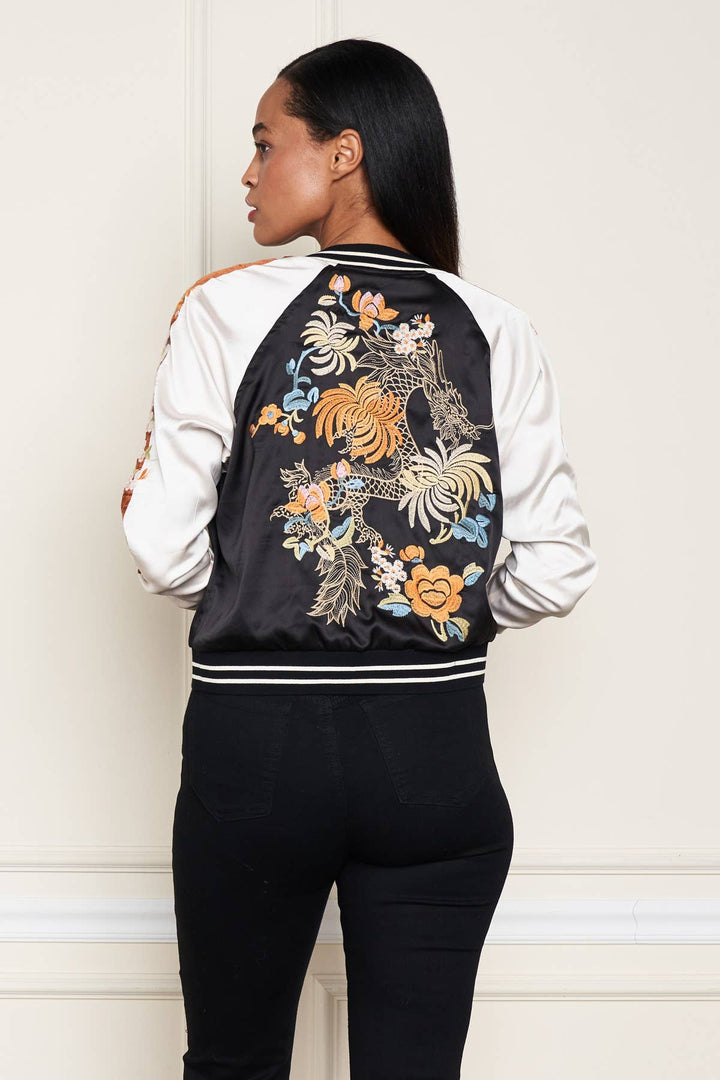 Reversible Satin Rust Jkt: Black/ M