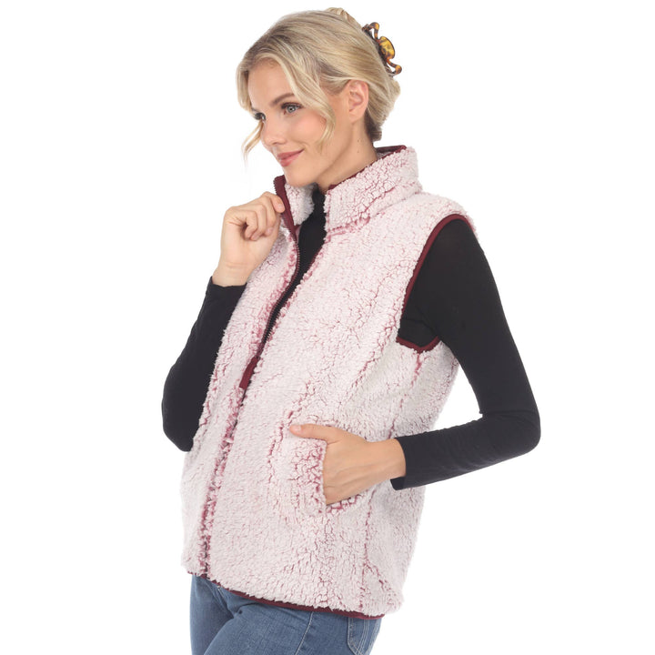 Zip up sherpa vest: Black / S