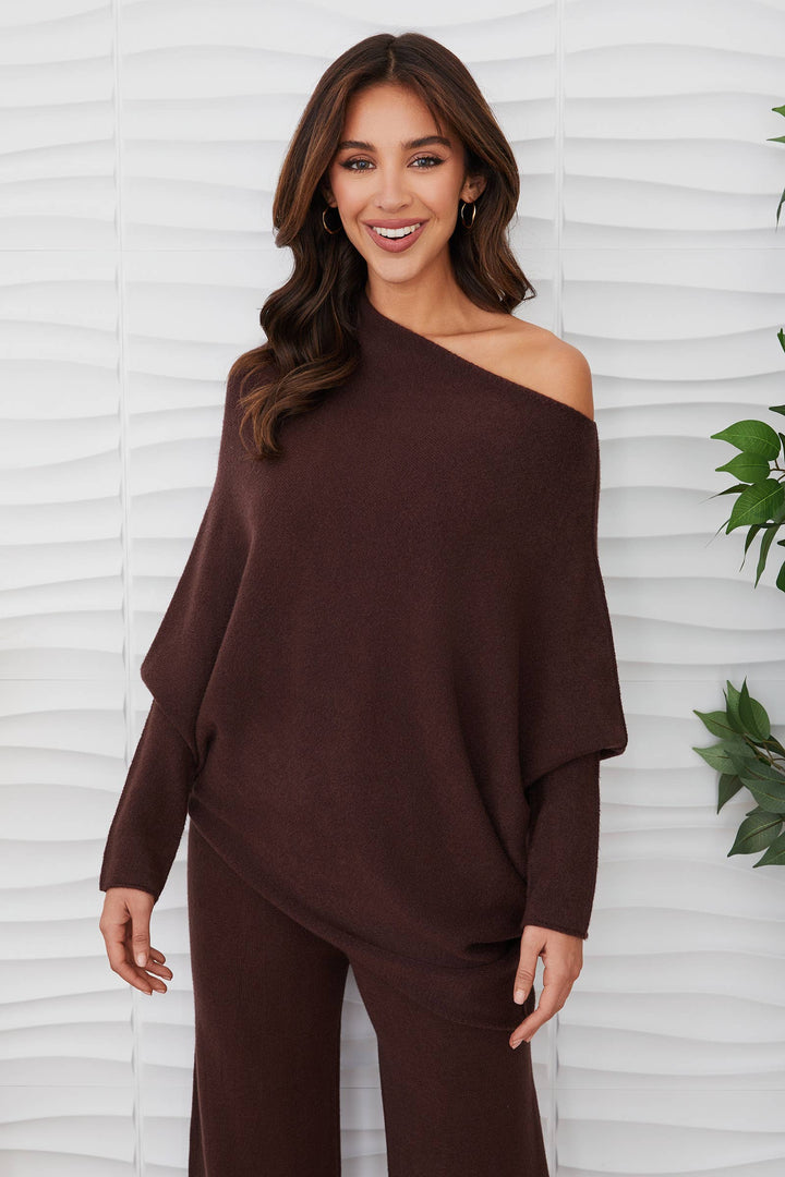 ASYMMETRICAL SWEATER-TERRA COTTA: S