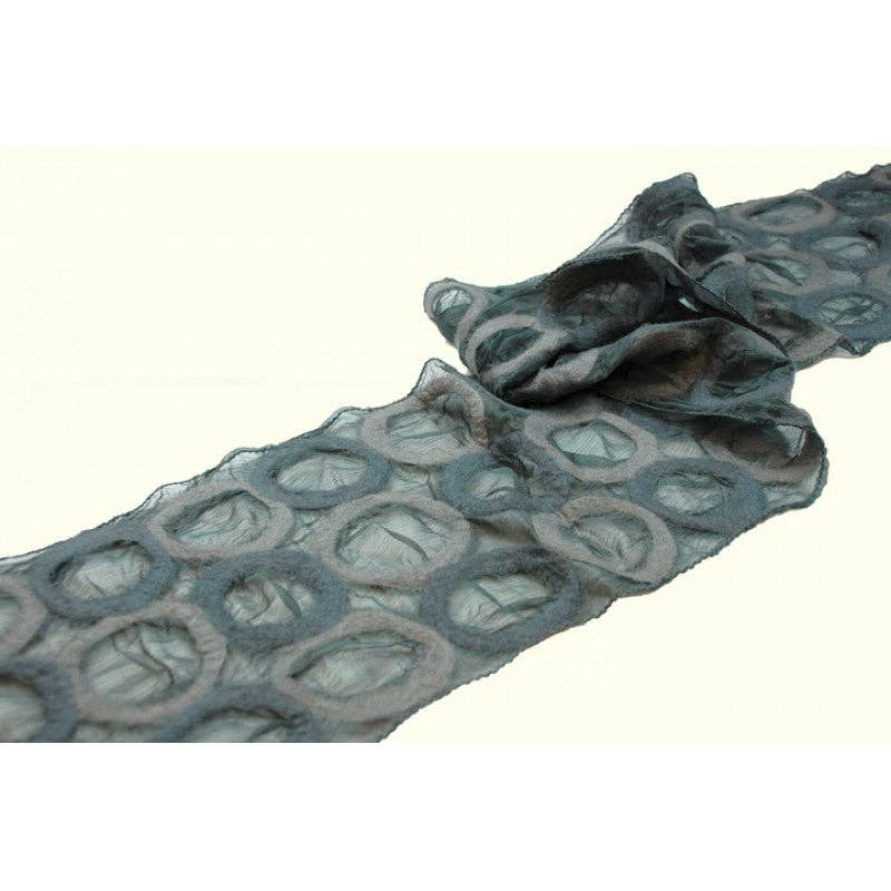 Gray Circle Felted Chiffon Scarves
