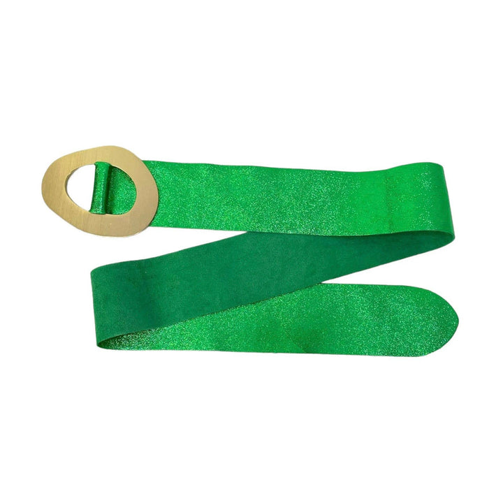 Metallic Leather Suede Belt : Olive green