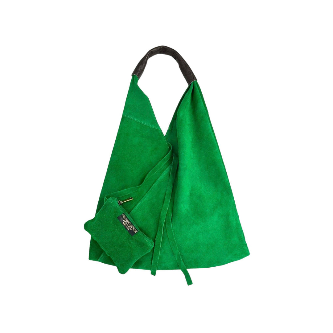 Suede Leather Shoulder Bag: Black