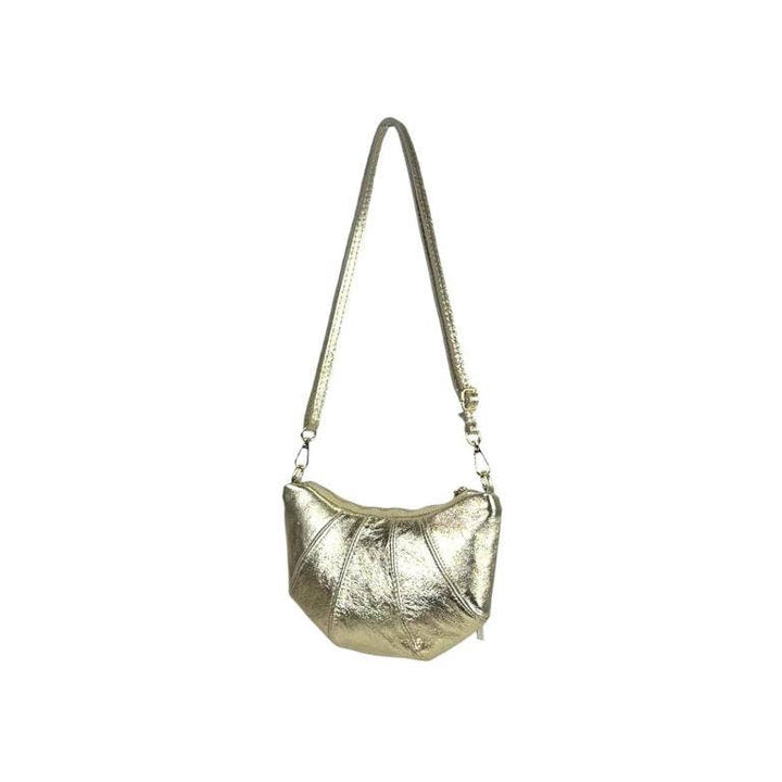 Leather Shoulder Bag with Half Moon and Shiny Design B2B: Bronze