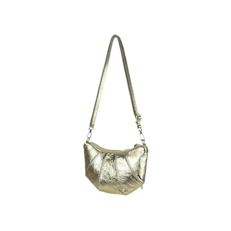 Leather Shoulder Bag Half Moon : Gold