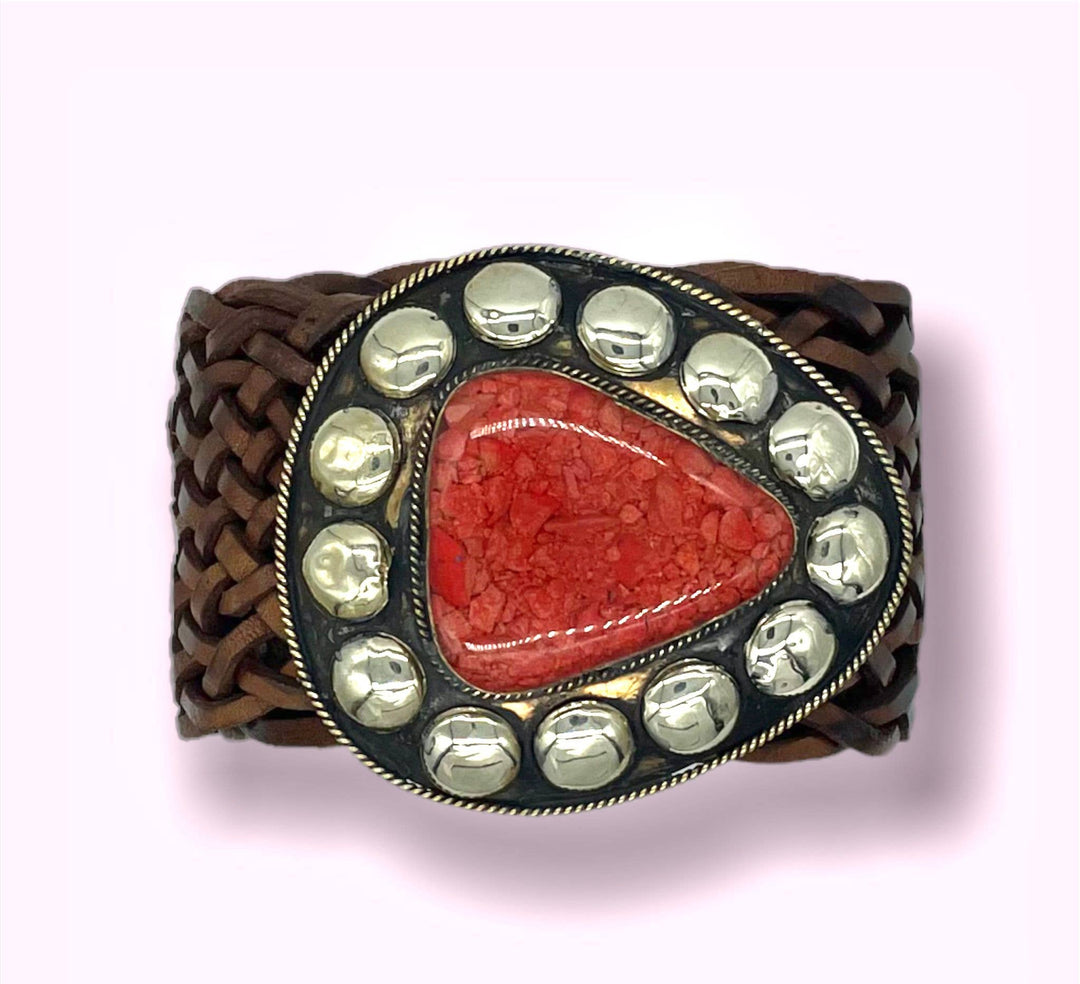 Handmade Moroccan Leather Belt: Dark brown