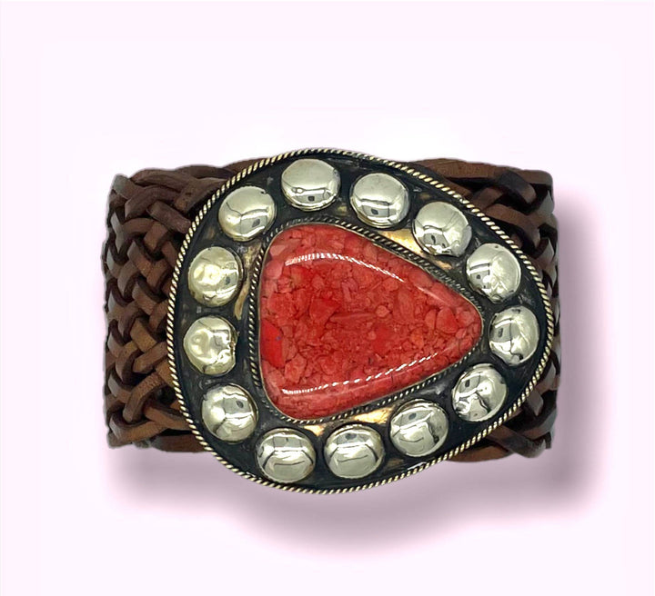 Handmade Moroccan Leather Belt: Dark brown