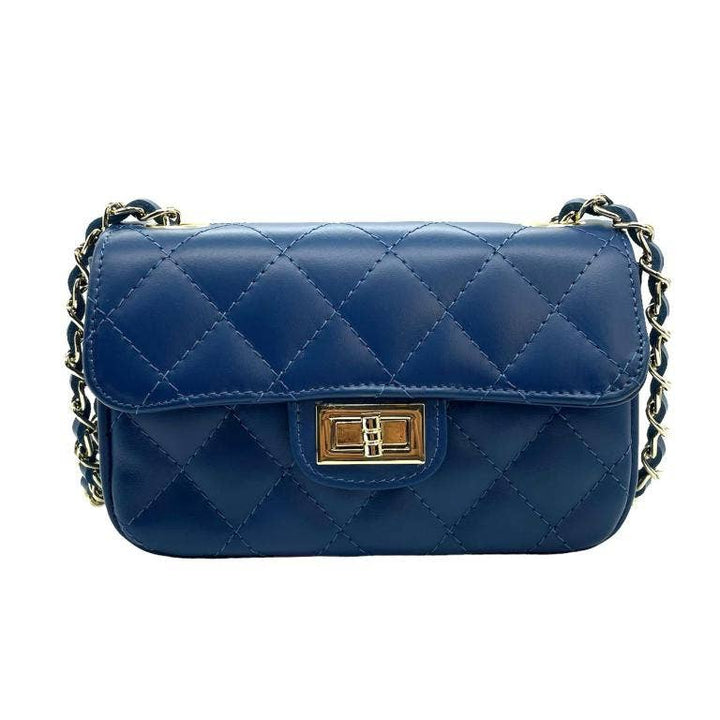 Italian leather Bag: Navy blue