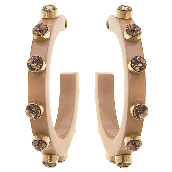 Renee Resin and Rhinestone Hoop Earrings: Cocoa