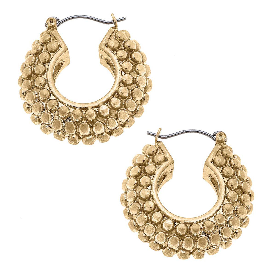 Harmony Textured Hoop Earrings in Worn Gold