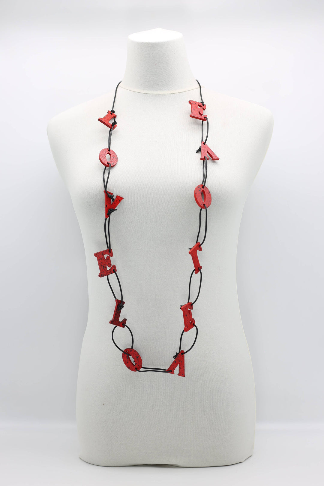Jianhui London - Big LOVE on Leatherette Chain Necklace - Hand-painted