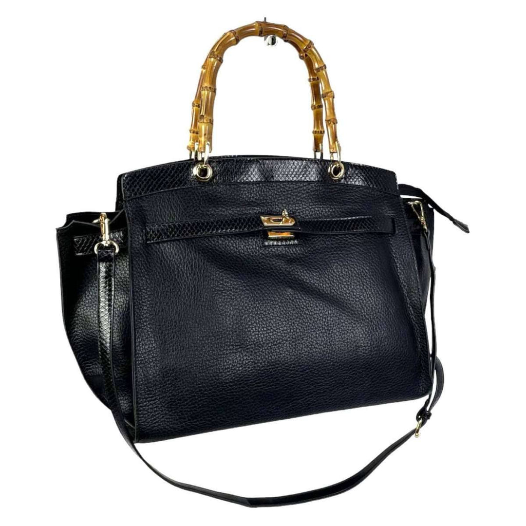 Bag w/Bamboo Handle: Black